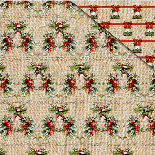 FabScraps - Christmas Memories Collection - 12 x 12 Double Sided Paper - Christmas Holly