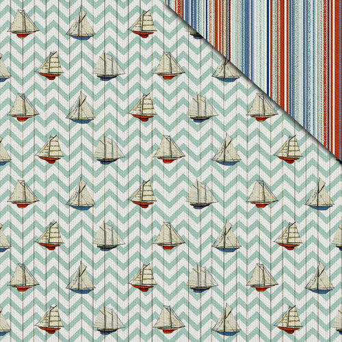 FabScraps - Beach Bliss Collection - 12 x 12 Double Sided Paper - Sailing Boats