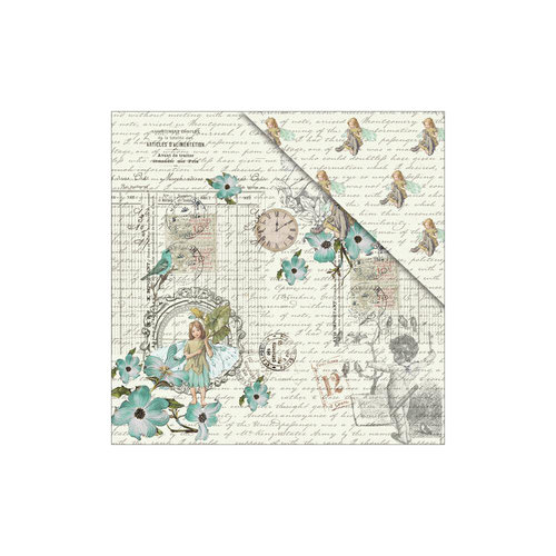 FabScraps - Floral Dreams Collection - 12 x 12 Double Sided Paper - Dewdrop
