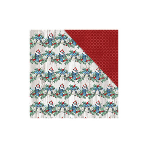 FabScraps - Christmas Snow Collection - 12 x 12 Double Sided Paper - Stockings and Bells