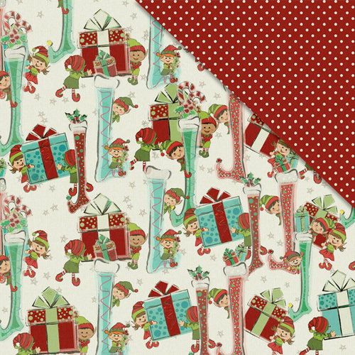 FabScraps - Joy To The World Collection - Christmas - 12 x 12 Double Sided Paper - Festive Stockings