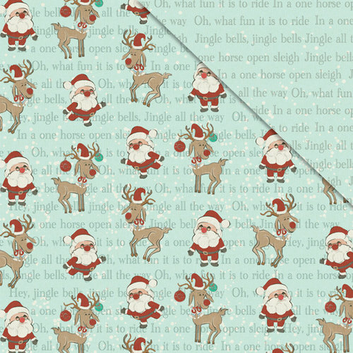 FabScraps - Joy To The World Collection - Christmas - 12 x 12 Double Sided Paper - Rocking With Rudolf