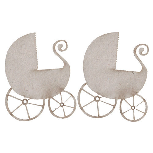FabScraps - Vintage Baby Collection - Die Cut Embellishments - Pram - Baby Carriage