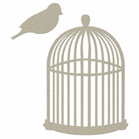 FabScraps - Classic Collection - Die Cut Embellishments - Bird Cage with Bird