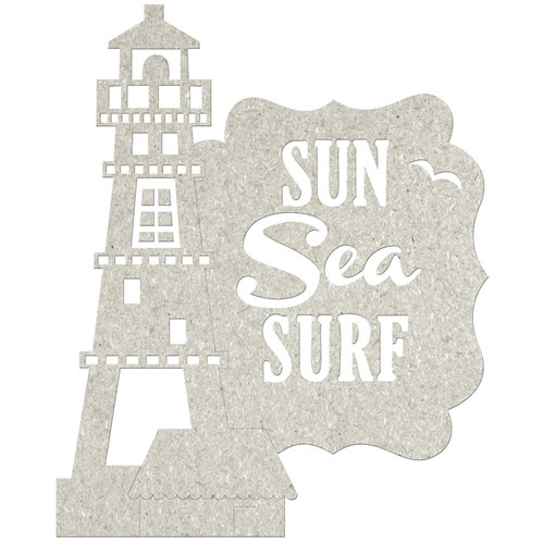 FabScraps - Beach Affair Collection - Die Cut Wall Decor - Sun, Sea, Surf and Lighthouse