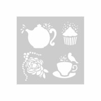 FabScraps - For The Love Of Tea Collection - 8 x 8 Plastic Stencil - Tea Time