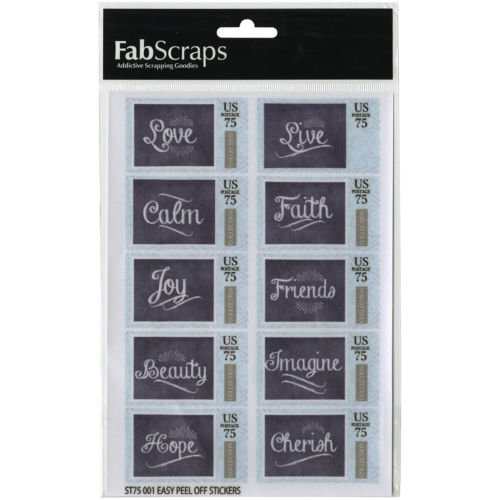 FabScraps - Tranquility Collection - Stickers - Postage Stamp Words
