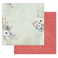 49 and Market - Cottage Life Collection - 12 x 12 Double Sided Paper - Watering the Garden