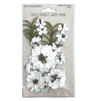 49 and Market - Flower Embellishments - Rustic Bouquet - White Heron