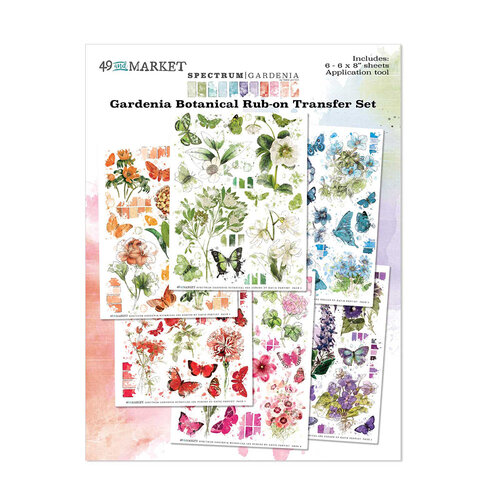 49 and Market - Spectrum Gardenia Collection - 6 x 8 Rub-on Transfers - Botanical
