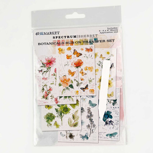 49 and Market - Spectrum Sherbet Collection - 6 x 8 Rub-On Transfers - Botanical