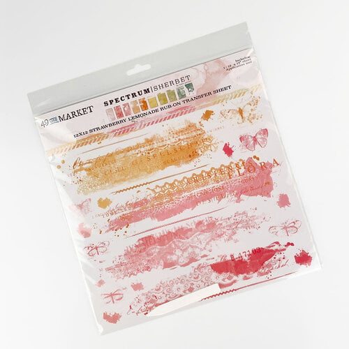 49 and Market - Spectrum Sherbet Collection - 12 x 12 Rub-On Transfers - Strawberry Lemonade