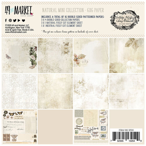 49 and Market - Vintage Artistry Natural Collection - 6 x 6 Collection Pack