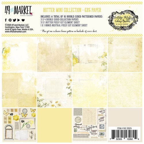49 and Market - Vintage Artistry Butter Collection - 6 x 6 Collection Pack