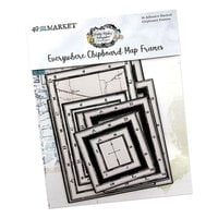 49 and Market - Vintage Artistry Everywhere Collection - Chipboard Set - Map Frames
