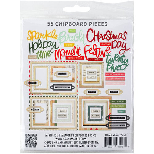 49 and Market - Vicki Boutin - Mistletoe and Memories Collection - Chipboard Basics