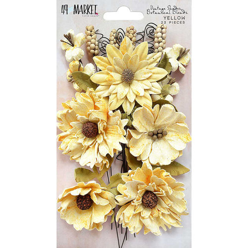 49 and Market - Flower Embellishments - Botanical Blends - Vintage Shades - Yellow