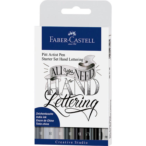 Faber-Castell - Mix and Match Collection - Pitt Artist Pens - Hand Lettering - Starter Set - 9 Piece Set