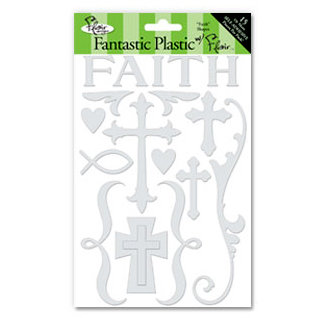 Flair Designs - Fantastic Plastic with Flair - Self Adhesive Transparent Plastic - Faith Shapes, CLEARANCE