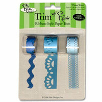 Flair Designs - Trim with Flair - Self Adhesive Paper Trim - Ocean Water, CLEARANCE
