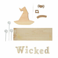 Foundations Decor - Halloween Collection - Wood Crafts - Picture Holder - Witch Complete Set