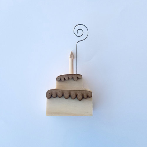 Foundations Decor - Wood Crafts - Place Card Holder - Birthday Cake