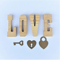 Foundations Decor - Valentines Collection - Wood Crafts - LOVE with Key and Locket