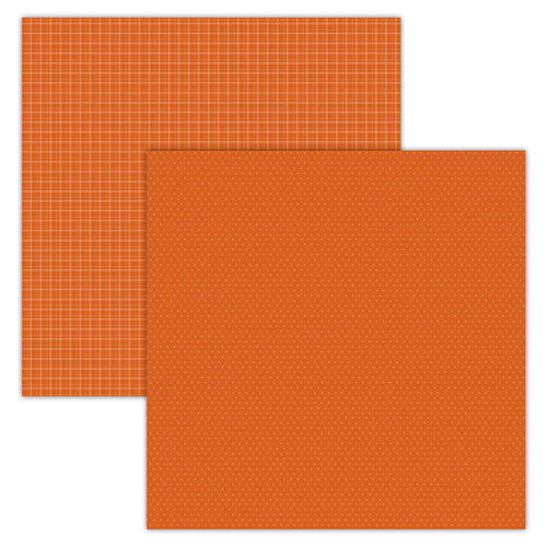 Foundations Decor - 12 x 12 Double Sided Paper - Plaid and Dots - Orange