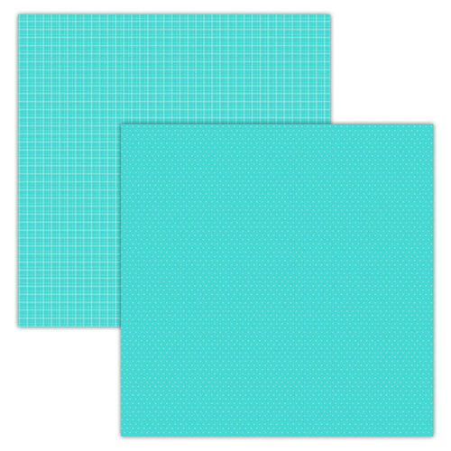 Foundations Decor - 12 x 12 Double Sided Paper - Plaid and Dots - Teal