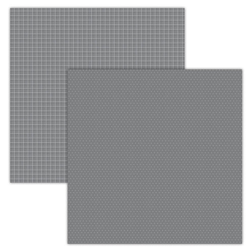 Foundations Decor - 12 x 12 Double Sided Paper - Plaid and Dots - Grey