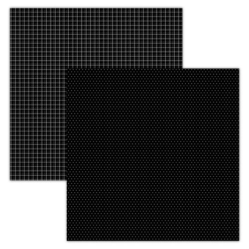 Foundations Decor - 12 x 12 Double Sided Paper - Plaid and Dots - Black