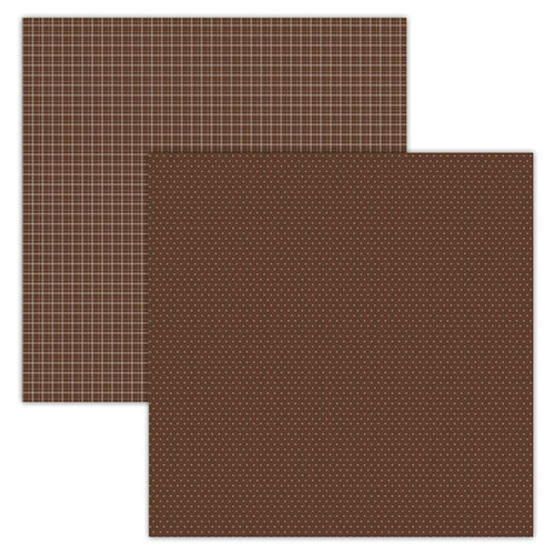 Foundations Decor - 12 x 12 Double Sided Paper - Plaid and Dots - Brown