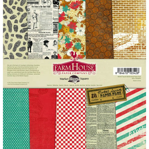 FarmHouse Paper Company - Market Square Collection - 12 x 12 Paper Pack - Barbershop
