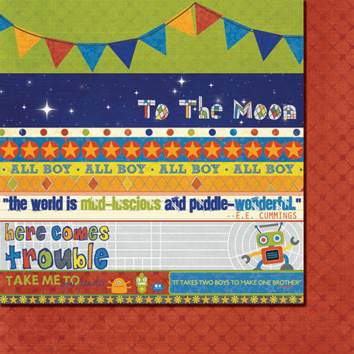 Fancy Pants Designs - To the Moon Collection - 12 x 12 Double Sided Paper - Strips