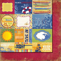 Fancy Pants Designs - Beach Bum Collection - 12 x 12 Double Sided Paper - Beach Bum Cards