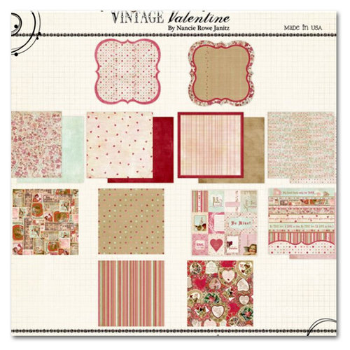 Fancy Pants Designs - Vintage Valentine Collection - 12 x 12 Paper Kit, BRAND NEW