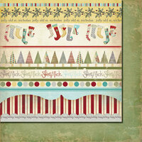 Fancy Pants Designs - Saint Nick Collection - Christmas - 12 x 12 Double Sided Paper - Saint Nick Strips