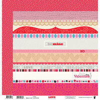 Fancy Pants Designs - Love Story Collection - 12 x 12 Double Sided Paper - Love Story Strips