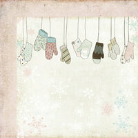 Fancy Pants Designs - Winterland Collection - 12 x 12 Double Sided Paper - Row of Mittens