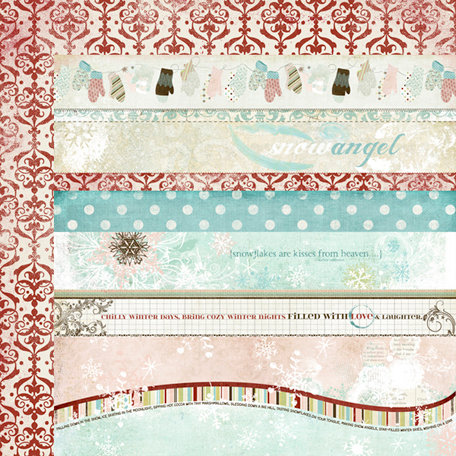 Fancy Pants Designs - Winterland Collection - 12 x 12 Double Sided Paper - Winterland Strips