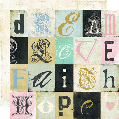 Fancy Pants Designs - Road Show Collection - 12 x 12 Double Sided Paper - Text Tiles