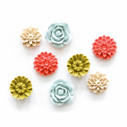 Fancy Pants Designs - Artist Edition Collection - Resin Flowers - Autumn Hues