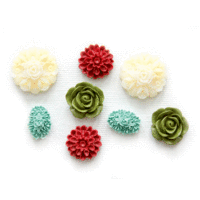Fancy Pants Designs - Artist Edition Collection - Resin Flowers - Holiday Hues