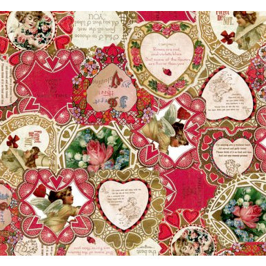 Fancy Pants Designs - Vintage Valentine Collection - 12 x 12 Kraft Paper - My Funny Valentine , BRAND NEW