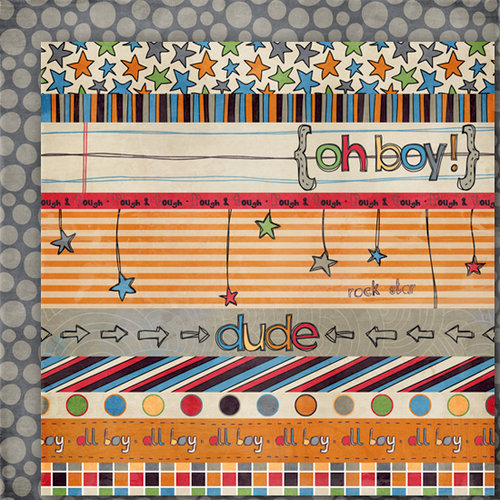 Fancy Pants Designs - Rough and Tough Collection - 12 x 12 Double Sided Paper - Rough and Tough Strips