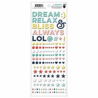 Fancy Pants Designs - Happy Place Collection - Puffy Stickers - Mixed Words and Shapes