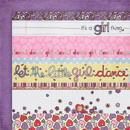 Fancy Pants Designs - Dancing Girl Collection - 12 x 12 Double Sided Paper - Dancing Girl Strips