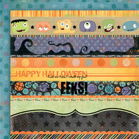 Fancy Pants Designs - Trick or Treat Collection - Halloween - 12 x 12 Double Sided Paper - Trick or Treat Strips