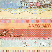 Fancy Pants Designs - Little Sprout Collection - 12 x 12 Double Sided Paper - Little Sprout Strips, CLEARANCE