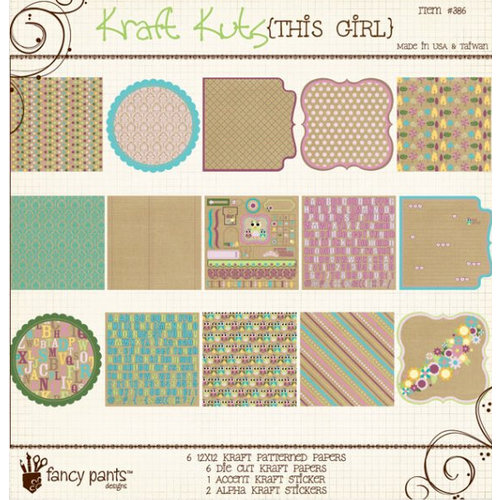 Fancy Pants Designs - This Girl Collection - Kraft Kuts 12 x 12 Paper Kit, CLEARANCE